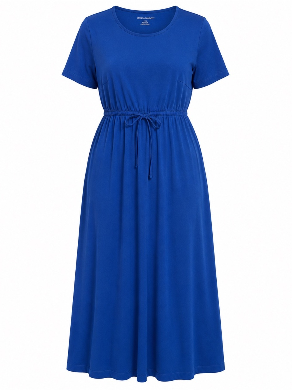 Jessica Howard Cobalt Blue Short Sleeve Drawstring Maxi Dress
